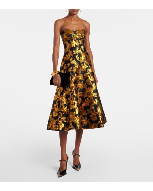 Etro Metallic Semi-Sheer Strapless Lame Maxi Dress