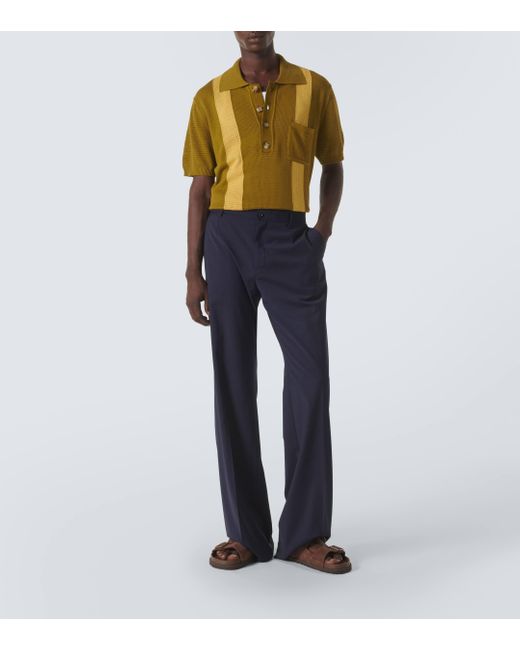 Frescobol Carioca Yellow Clemente Pointelle Cotton Polo Shirt for men