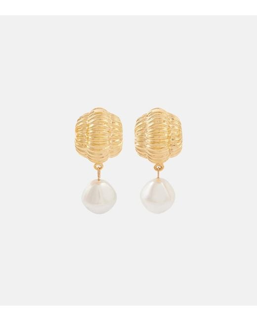 Jennifer Behr Metallic Asha Faux Pearls-Plated Earrings