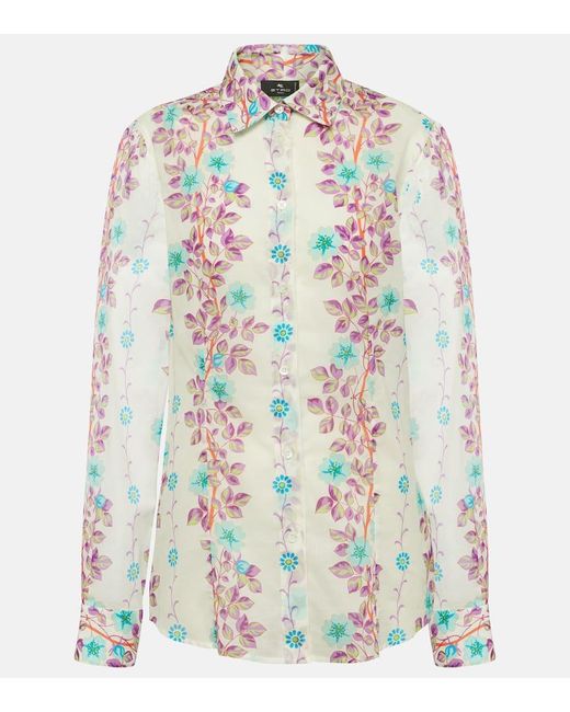 Camisa de algodon floral Etro de color White