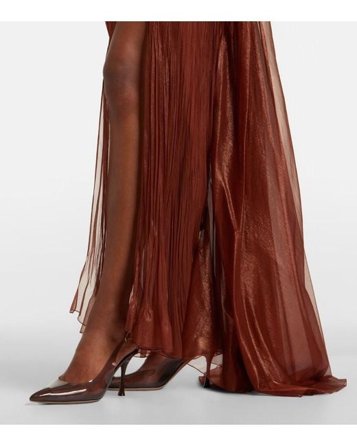 Maria Lucia Hohan Red Milagros Halterneck Silk Muslin Gown
