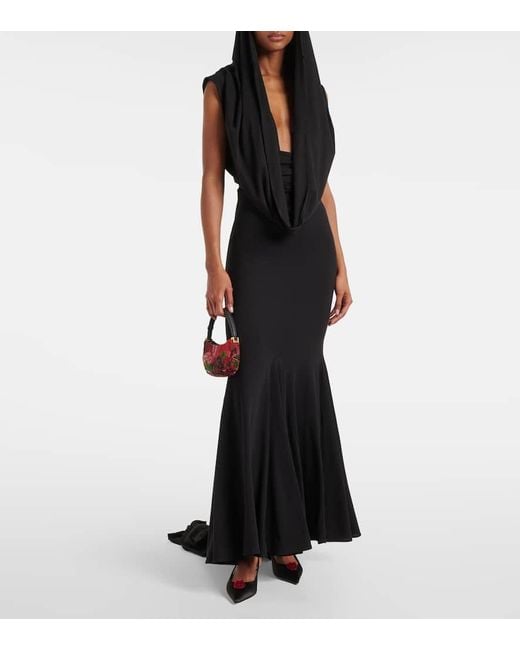 Magda Butrym Black 45 Floral-Applique Satin Slingback Pumps