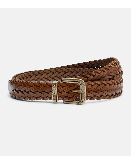 Etro Brown Braided Leather Belt