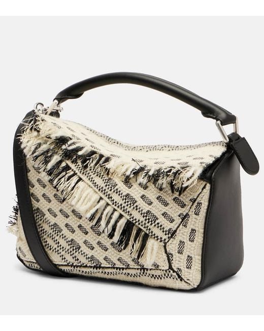 Loewe Metallic Puzzle Small Fringed Leather Shoulder Bag