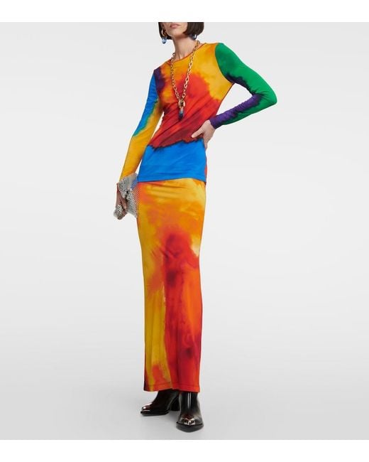 Rabanne Blue Printed Jersey Top
