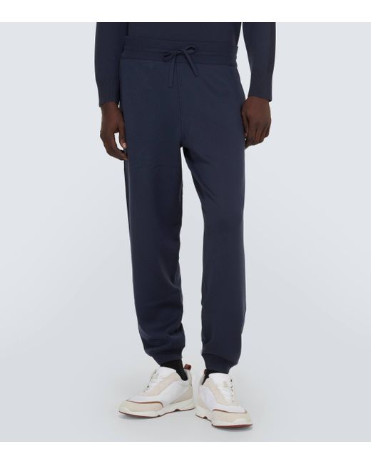 Loro Piana Blue Renai Wool-blend Sweatpants for men