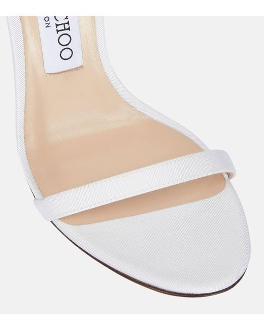 Jimmy Choo White Aveline 100 Bow-Trimmed Sandals