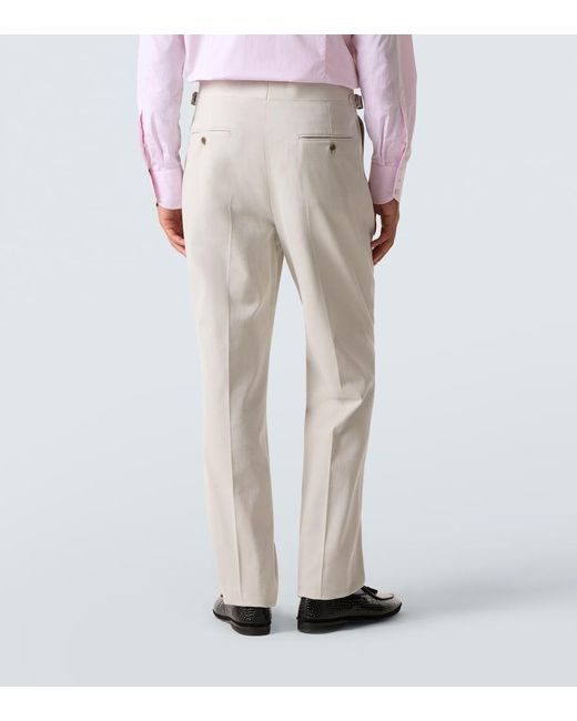 Dunhill White Cotton And Cashmere Straight Pants for men