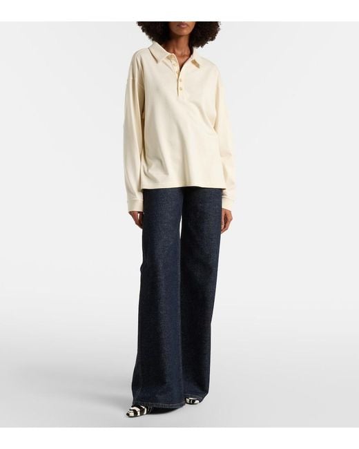 Khaite White Faithful Silk Jersey Polo Sweater