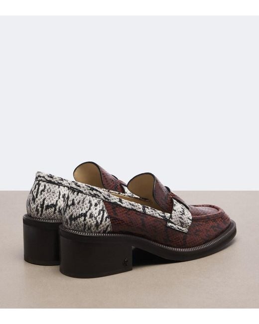 Jimmy Choo Brown Tylor Snake-Effect Leather Loafer Pumps