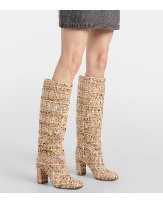 Gianvito Rossi Natural Boucle Knee-High Boots