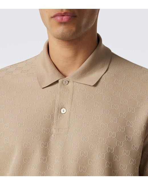 Gucci Natural Gg Jacquard Polo Shirt for men