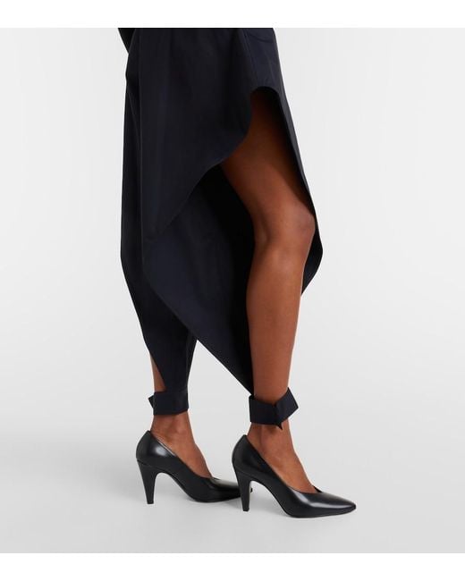 Alaïa Blue Ruffled Cotton Gabardine Tapered Pants