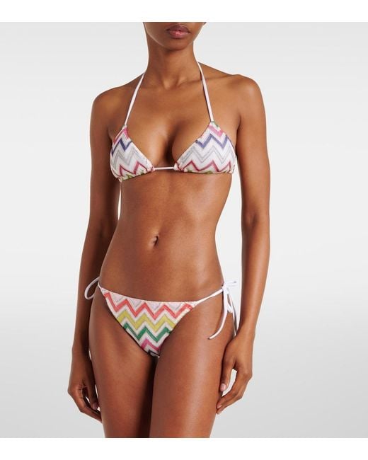 Missoni White Zigzag Lame Bikini