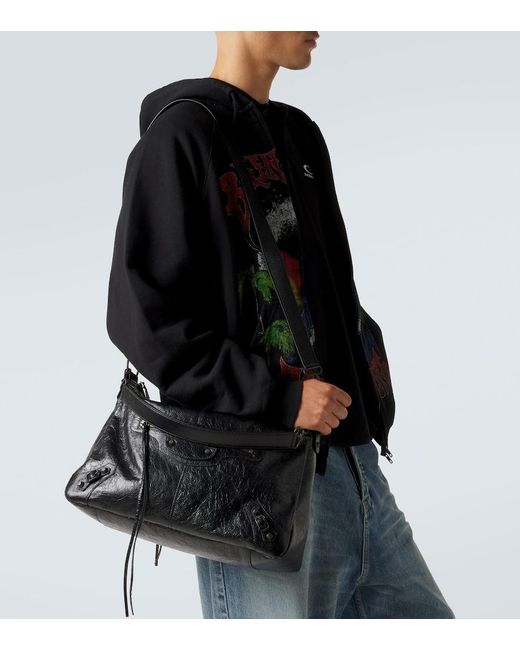 Balenciaga Black Le City Leather Shoulder Bag for men