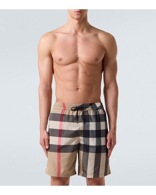 Burberry Natural Check Swim Trunks for men