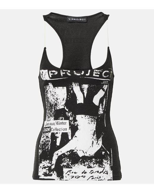 Y. Project Black Printed Cotton Jersey Tank Top