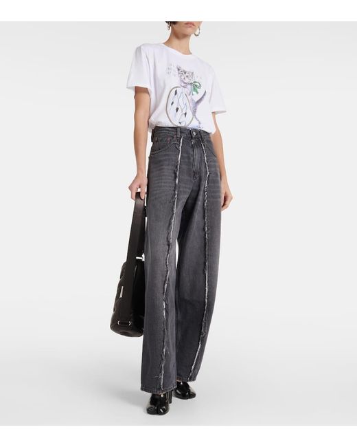 Jeans a gamba larga distressed di MM6 by Maison Martin Margiela in Gray