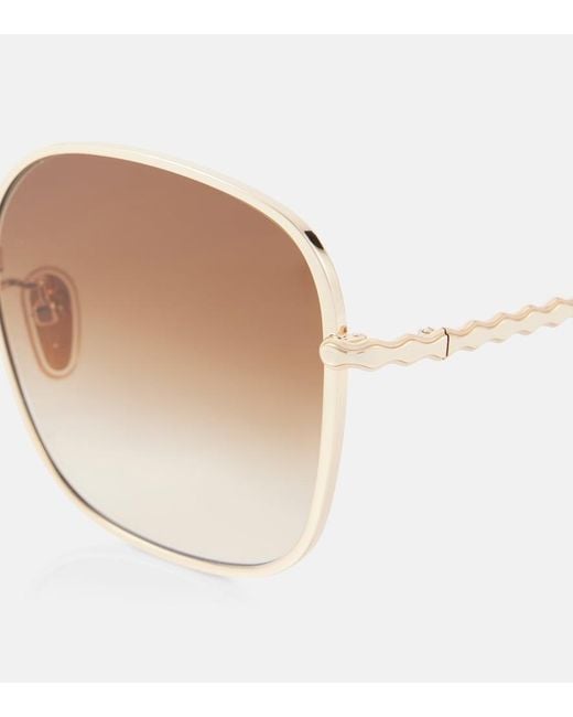 Chloé Brown Scalloped Square Sunglasses