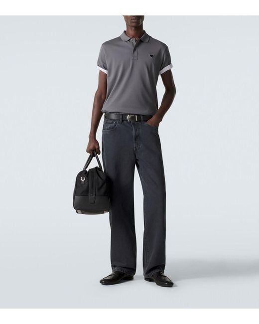 Prada Gray Cotton Pique Polo Shirt for men