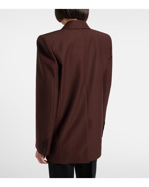 Saint Laurent Brown Double-Breasted Wool And Mohair Blazer