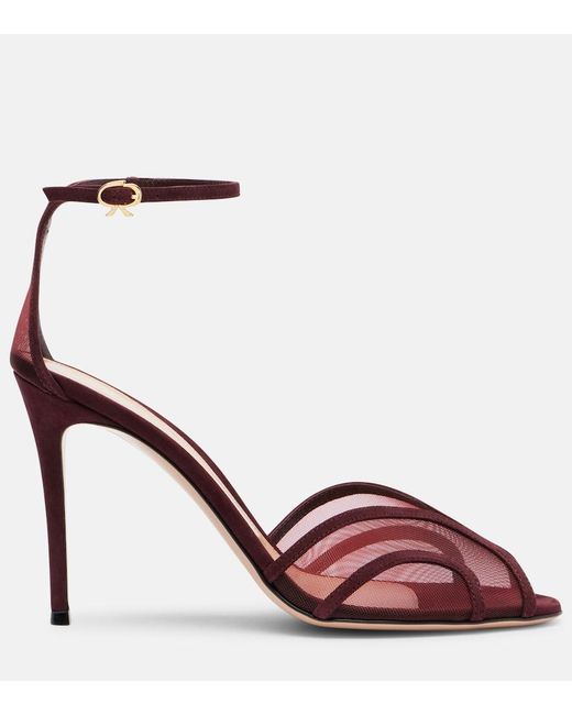 Gianvito Rossi Red 95 Suede And Mesh Sandals