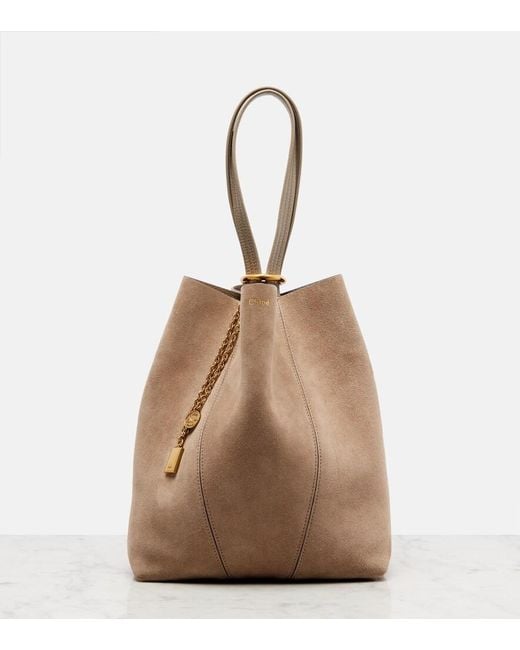 Chloé Brown Spin Medium Suede Tote Bag