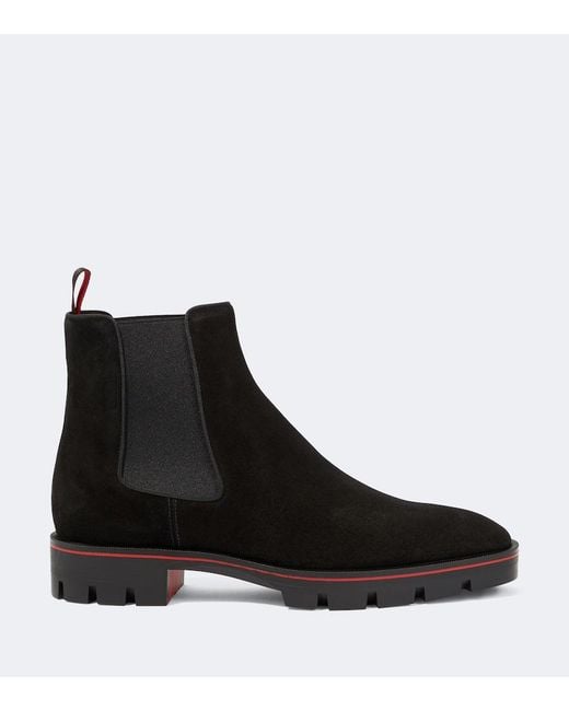 Christian Louboutin Black Alpinosol Suede Chelsea Boots for men