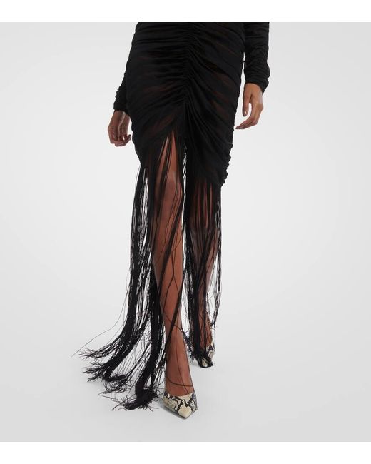 Khaite Black Guisa Fringed Silk-Blend Maxi Dress