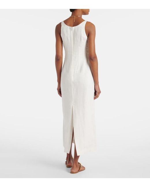 Faithfull The Brand White Gigi Linen Midi Dress