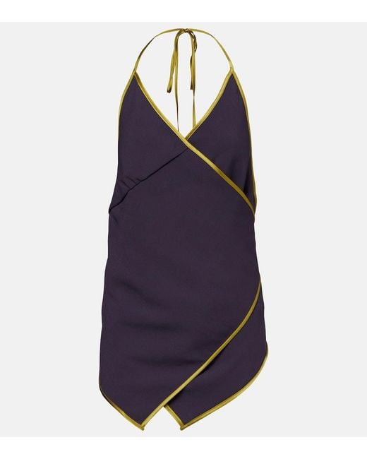 Dries Van Noten Purple Crepe Satin Wrap Top