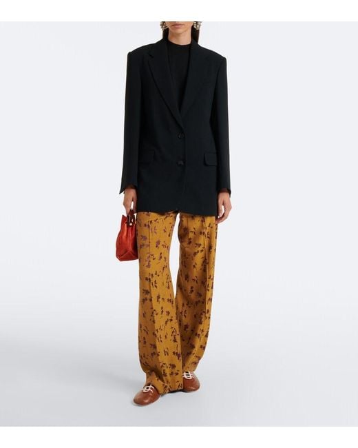 Dries Van Noten Yellow Floral Wide-Leg Pants