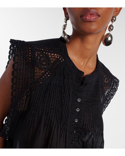 Isabel Marant Black Top Grecia Aus Baumwolle Mit Spitze