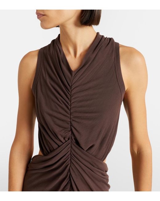 Rick Owens Purple Sunpeel Cutout Gathered Minidress