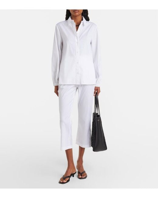 Max Mara White Curve Cotton-Blend Cropped Straight Pants