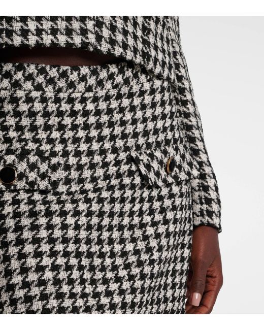 Rixo Black Houndstooth Woven Miniskirt