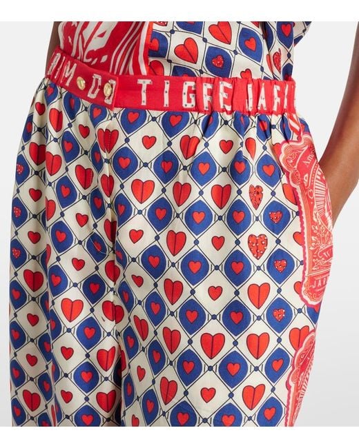 Camilla Red Printed Silk Palazzo Pants