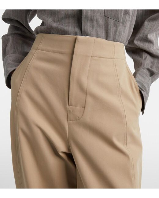 Bottega Veneta Natural Cotton Twill Wide-Leg Pants