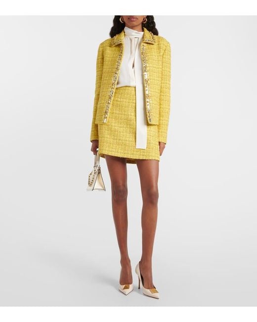 Giacca in tweed con paillettes di Valentino in Yellow