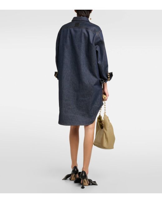 Mini-robe-chemise Oversize En Jean À Chaînes Loewe en coloris Blue