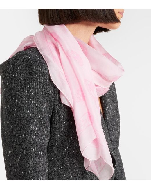 McQueen Pink Skull Silk Scarf