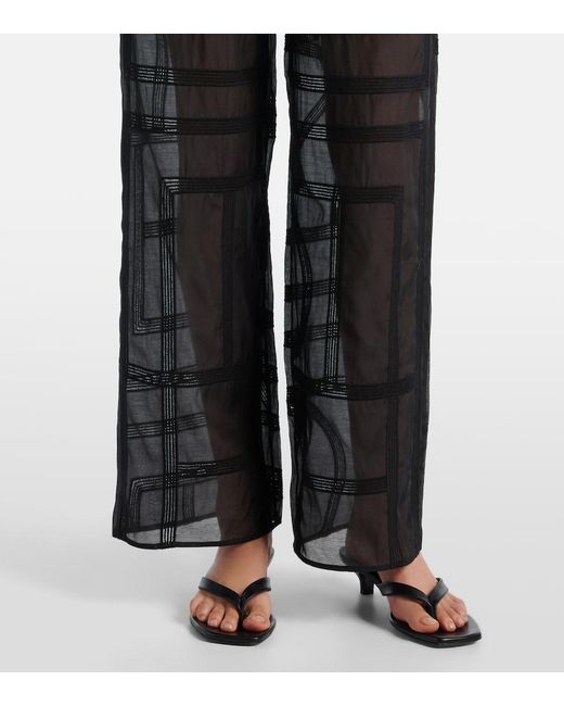 Totême  Black Cotton And Silk Voile Wide-Leg Pants
