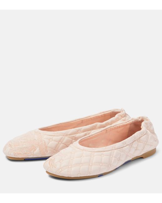 Burberry Pink Ekd Quilted Leather Ballet Flats