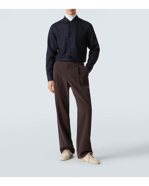 Loro Piana Blue Andre Linen Shirt for men