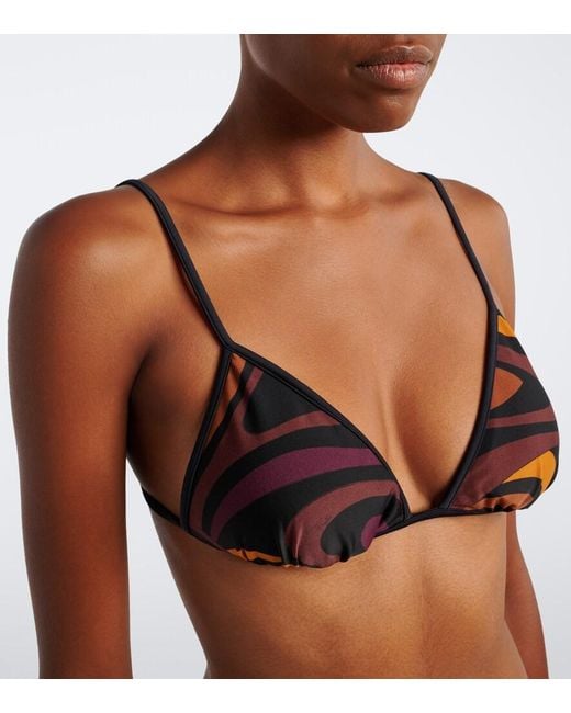 Emilio Pucci Brown Marmo Bikini Top