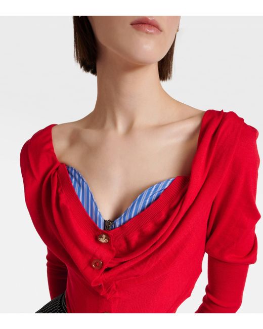 Vivienne Westwood Red Bea Draped Wool And Silk Top