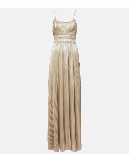 Ulla Johnson Natural Reine Plisse Satin Gown