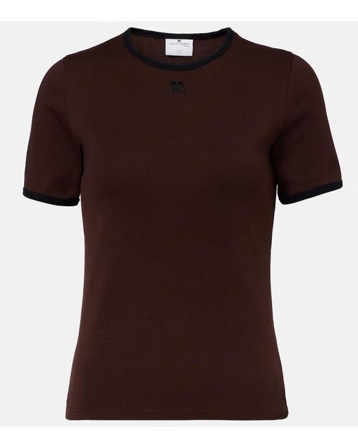 Camiseta De Algodon Con Logo Courreges de color Brown