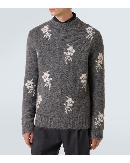 Pull Intarsia En Alpaga Et Laine Melanges Jil Sander pour homme en coloris Gray
