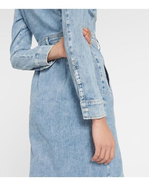 7 For All Mankind Blue Luxe Denim Midi Dress